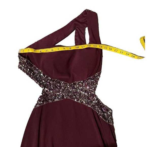 Dave & Johnny Womens burgundy red Beaded sequens Backless Prom Maxi Dress 5/6- H - Picture 4 of 8